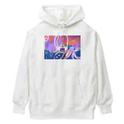 宇宙キャンプの深海でDJするねこ、タコとイカ、クラゲ、リュウグウノツカイ Heavyweight Hoodie