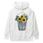 Fred HorstmanのWatering bucket and sunflowers  じょうろ と ひまわり Heavyweight Hoodie