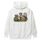 Saza-nami Antique designの２匹の犬 Heavyweight Hoodie