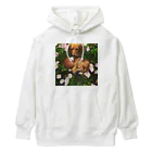 あとりえkittenのダックスのマロンとカプチーノと花畑 Heavyweight Hoodie