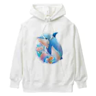 dolphineの可愛いイルカ Heavyweight Hoodie