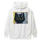 くろだまやさんの黒猫くろだまの手縫いアップリケ風 Heavyweight Hoodie