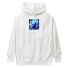 まよの幻想的なブルーフラワー Heavyweight Hoodie