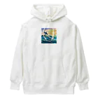 itacyoko(AIイラスト屋)の夕暮れで飛ぶイルカ Heavyweight Hoodie