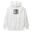 サラリーマン恐竜のモノクロ恐竜 Heavyweight Hoodie