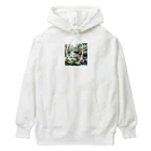 ワンダーワールド・ワンストップの鯉が泳ぐ池　水彩画調② Heavyweight Hoodie