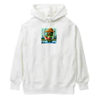 フリーダムのスイカを食べる亀　ピクセルアート Heavyweight Hoodie