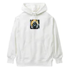 umakoiの満月を背景に祀られる狼男の像のドット絵 Heavyweight Hoodie