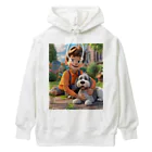 ワンダーワールド・ワンストップの男の子と愛らしいシュナウザー・ドッグ Heavyweight Hoodie