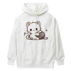 もふもふデザインストアのふわふわ白猫の癒しグッズ Heavyweight Hoodie