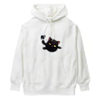 かわいい女の子とシュールな絵のジト目ネコ Heavyweight Hoodie