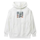 Sunbathingの冷たい風に揺れる樹木の中で冬の美しさに感動して喜んでいる蛇 Heavyweight Hoodie