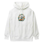 りんりんの可愛いシロクマちゃんショップ　かわいいよ！の花に囲まれている白くま Heavyweight Hoodie