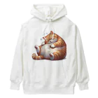 ニャーちゃんショップのイビキをかいて眠るポッチャリ猫 Heavyweight Hoodie