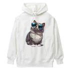 AQUAMETAVERSEのサングラスをかけた、かわいいネコ Marsa 106 Heavyweight Hoodie