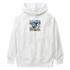 hakumenhonのサーフィンするペンギン Heavyweight Hoodie