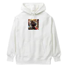 Fujimishokaiの牛の絵　力強く王者のような風格を醸し出しています。 Heavyweight Hoodie