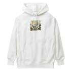 動物デザイングッズの江戸時代の絵画風 Heavyweight Hoodie