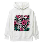 ピンクリボンの薔薇髑髏01 Heavyweight Hoodie