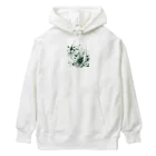 アミュペンの数学的なデザインを持つ緑と白の花 Heavyweight Hoodie