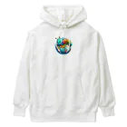 Bigstarの地球儀に乗ってる可愛い芋虫キャラクターです Heavyweight Hoodie