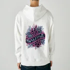 N SAUNA LOGOのネオン風花柄サウナロゴ11　花柄ver.4 Heavyweight Hoodie