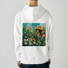 AQUAMETAVERSEのお花畑に囲まれる猫ちゃんと私 アメジスト 2846 Heavyweight Hoodie