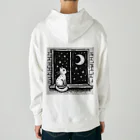 キキの夜空を眺める白猫 Heavyweight Hoodie