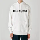 HI-IZURUのHIｰIZURU（黒文字）背中にHINOMARU国　国旗　ヘビーウェイトパーカー Heavyweight Hoodie