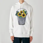 Fred HorstmanのWatering bucket and sunflowers  じょうろ と ひまわり Heavyweight Hoodie