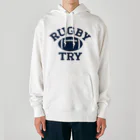 sports_tower スポーツタワーのラグビー・RUGBY・単色・グッズ・デザイン・楕円形ボール・イラスト・スポーツ・Tシャツ・男子・女子・かっこいい・かわいい・選手・ラガーマン・インゴール・ラグビーユニオン・ラグビーリーグ Heavyweight Hoodie