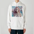 AI goddessの桜と川と青空と、ピンクの髪の女の子 Heavyweight Hoodie