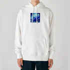 まよの幻想的なブルーフラワー Heavyweight Hoodie