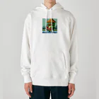 フリーダムのスイカを食べる亀　ピクセルアート Heavyweight Hoodie