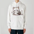 もふもふデザインストアのふわふわ白猫の癒しグッズ Heavyweight Hoodie