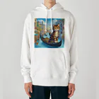 ニャーちゃんショップのヴェネツィアの水路でゴンドラに乗っているネコ Heavyweight Hoodie