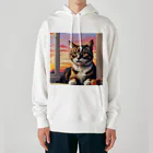 ねこネコ猫nekoの夕日と猫 Heavyweight Hoodie