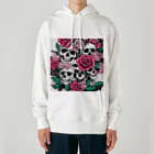 ピンクリボンの薔薇髑髏01 Heavyweight Hoodie