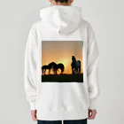 宇宙開発デザイン科の夕陽の中の馬 Heavyweight Hoodie