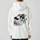 MakotOの猫と鯉（水墨画風） Heavyweight Hoodie