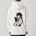 ChamarelliArtの黒猫の少女 Heavyweight Hoodie