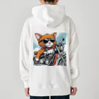 ryusky_333のサングラスをかけて、バイクを楽しんでいる猫 Heavyweight Hoodie