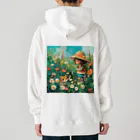 AQUAMETAVERSEのお花畑に囲まれる猫ちゃんと私 アメジスト 2846 Heavyweight Hoodie