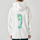 LalaHangeulのタツノオトシゴさんはイクメンです　グリーンバージョン(バックプリント) Heavyweight Hoodie