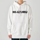 HI-IZURUのHIｰIZURU（黒文字）背中にHINOMARU国の地図（Land of the Rising Sun）　ヘビーウェイトパーカー Heavyweight Hoodie