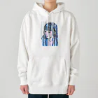 エクササイズ・キャットのブルーストライプ ガール Heavyweight Hoodie