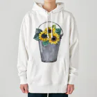 Fred HorstmanのWatering bucket and sunflowers  じょうろ と ひまわり Heavyweight Hoodie