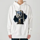 Hamidusのパールイヤリングをした猫- Vermeerの笑える絵画 Heavyweight Hoodie