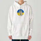 諭苑のSUZURI店のLove＆Peace観世音菩薩ウクライナ国旗背景 Heavyweight Hoodie