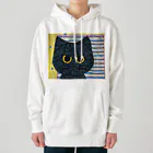 くろだまやさんの黒猫くろだまの手縫いアップリケ風 Heavyweight Hoodie